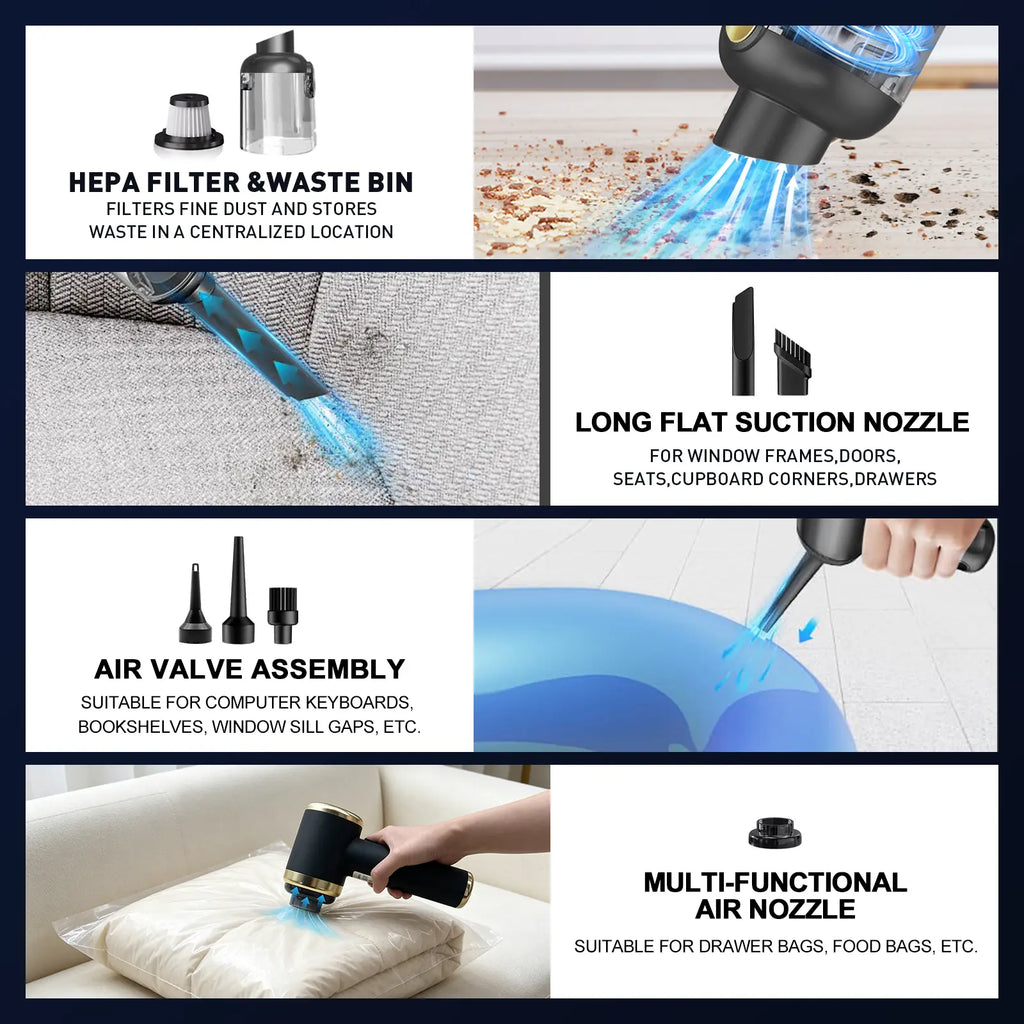 Powerful Handheld Wireless Vacuum Cleaner 5500Pa,With Strong Suction for Home | Car | Desktopcleaning, Car Detailing Accessories, Cleaningsupplies
